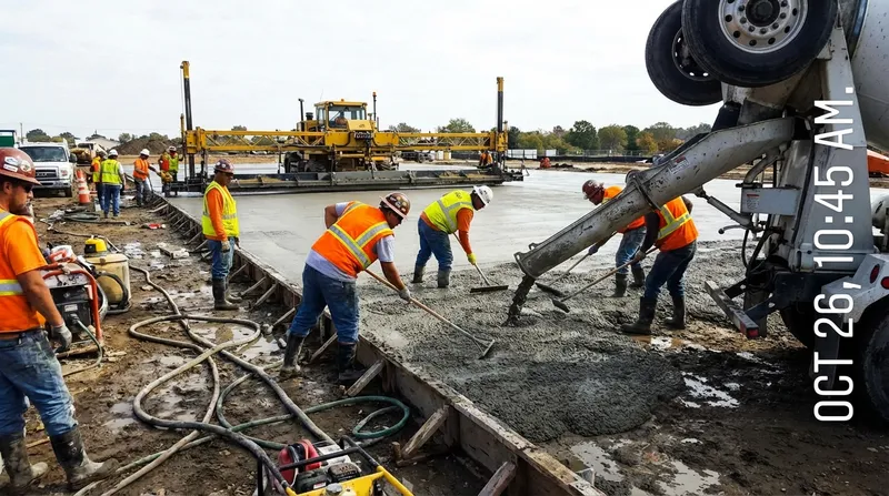 Commercial loading dock concrete installation in progress