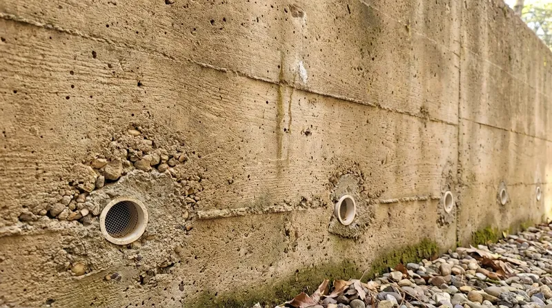 Retaining wall drainage system detail in Kenosha