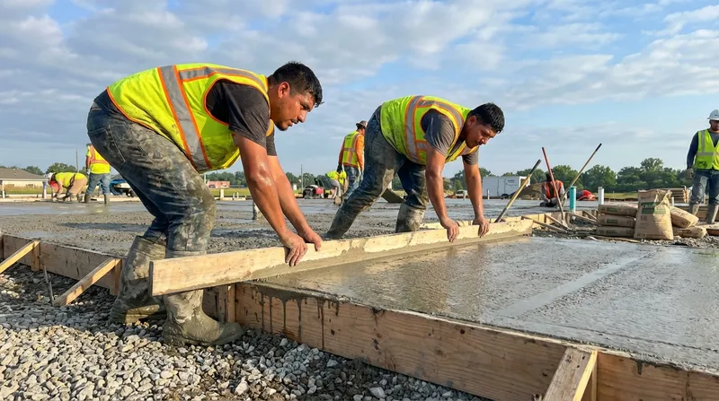 Concrete slab installation in progress